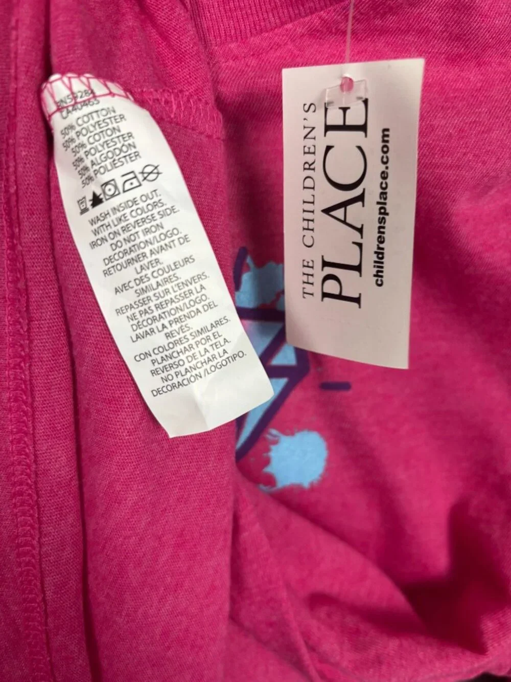 The Children's Place Girls' Single Long Sleeve Graphic T-Shirt Pink  Large NWT's